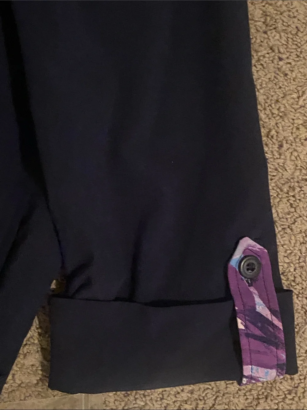 Allison Daley Navy Zip Jacket with Purple Print Trim